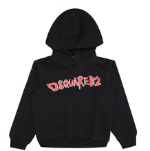 Carica l&#39;immagine nel visualizzatore di Gallery, FELPA DSQUARED BAMBINO GARZATA CON CAPPUCCIO SCRITTA ROSSA CENTRALE