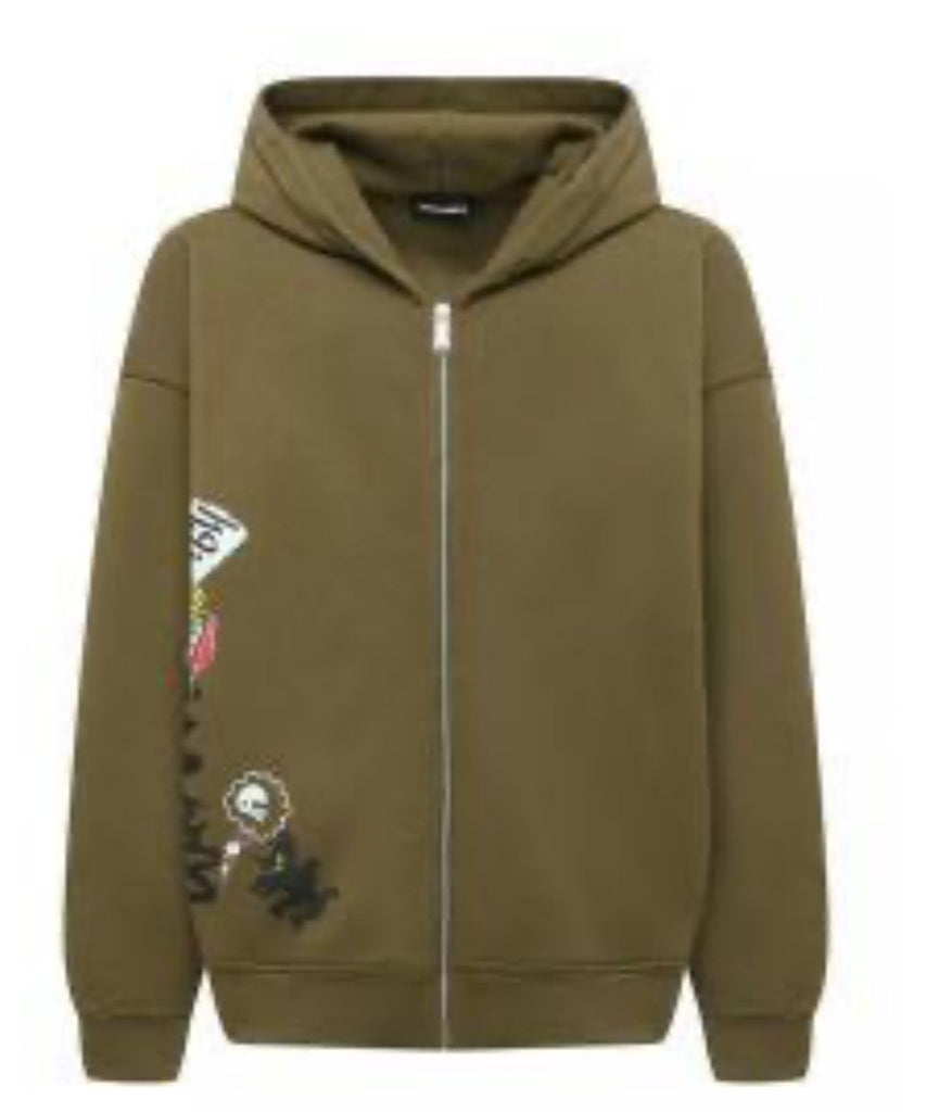 FELPA DSQUARED BIMBA GARZATA CON CAPPUCCIO E ZIP LOGO LATERALE GRAFFITI