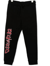 PANTATUTA DSQUARED BIMBO GARZATO  SCRITTA VERTICALE ROSSA GAMBA