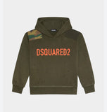 FELPA DSQUARED CROP BIMBA GARZATA  LOGO CENTRALE ARANCIONE