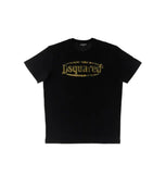 T-SHIRT DSQUARED LOGO E SCRITTA CENTRALE GIALLA CONSUMATA