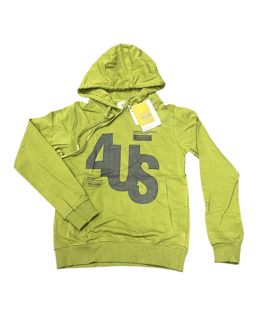 FELPA PACIOTTI UNISEX COTONE CON CAPPUCCIO E SIGLA 4US CENTRALE GRANDE STILE MURO