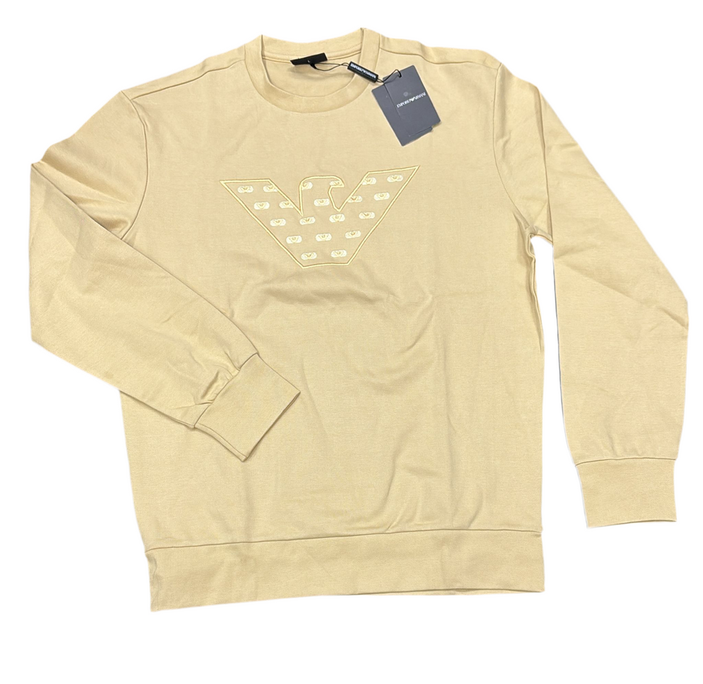 FELPA ARMANI UOMO COTONE LOGO CENTRALE CUCITO GRANDE