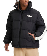 Carica l&#39;immagine nel visualizzatore di Gallery, GIUBBINO FILA UOMO PIUMINO  LOGO CUCITO LATO CUORE E STRISCIA BIANCA MANICA