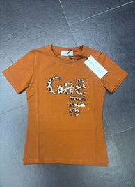 T-SHIRT GAELLE SCRITTA TRASVERSALE LEOPARDATA