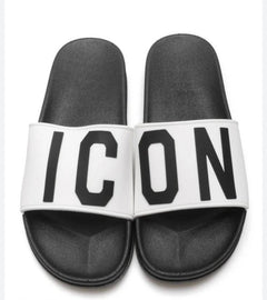 CIABATTE ICON CON FASCIA E INIZIALI NERO