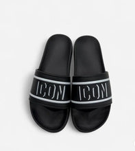 Carica l&#39;immagine nel visualizzatore di Gallery, CIABATTE ICON CON FASCIA E SCRITTA DOPPIA BLACK/WHITE