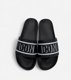 CIABATTE ICON CON FASCIA E SCRITTA DOPPIA BLACK/WHITE