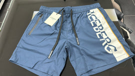 COSTUME ICEBERG CON LOGO GAMBA VERTICALE CON STRISCIA BIANCO E GIALLO