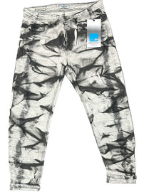 JEANS CIANOTIC UOMO FIT CON SFUMATURA GAMBA COLOR SABBIA E SCHIZZI COLORATI