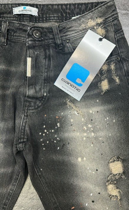 JEANS CIANOTIC UOMO FIT CON SFUMATURE GRIGIE E BOTTONI