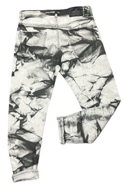 JEANS CIANOTIC UOMO FIT CON SFUMATURA GAMBA COLOR SABBIA E SCHIZZI COLORATI