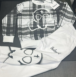 TUTA COMPLETA BUTNOT BAMBINO FELPATA CON TESCHIO E QUADRI