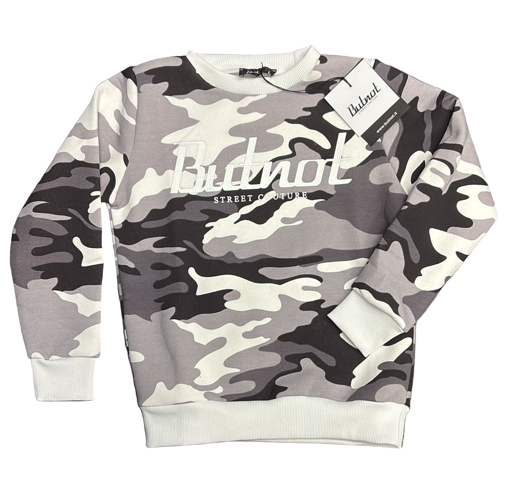 FELPA BUTNOT BAMBINO FELPATA CON SCRITTA CENTRALE E STAMPA MILITARE