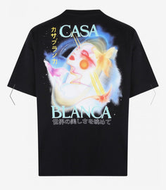 T-SHIRT CASABLANCA UNISEX COTONE CON LOGO FATA COLORATA LATO CUORE E RETRO GRANDE