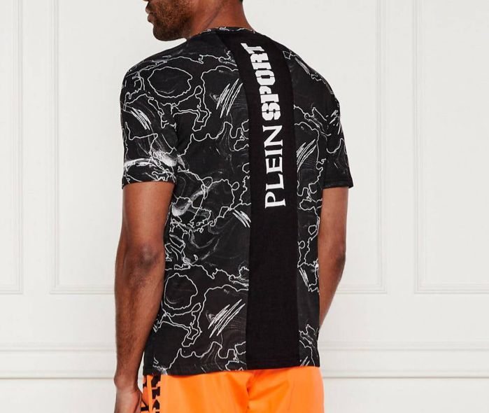 T-SHIRT PLEIN SPORT UOMO COTONE EFFETTO MARMO