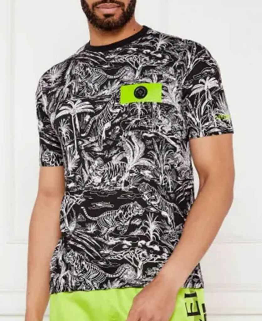 T-SHIRT PLEIN SPORT UOMO COTONE CON SANAVA E LOGO LATO CUORE