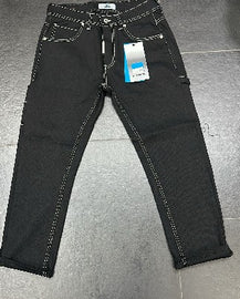 JEANS CIANOTIC UOMO BAGGY CON BOTTONI E CUCITURE BIANCHE