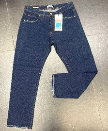 JEANS CIANOTIC STRAIGHT FIT 01 BLU CON CUCITURE MARRONI