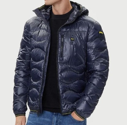 GIUBBINO BLAUER LUCINO ONDA CON LOGO E SCRITTA FLUO E CERNIERA TRASVERSALE LATO CUORE