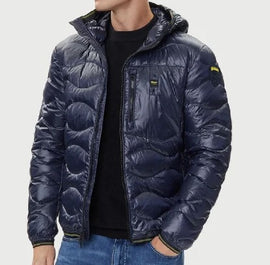 GIUBBINO BLAUER LUCINO ONDA CON LOGO E SCRITTA FLUO E CERNIERA TRASVERSALE LATO CUORE