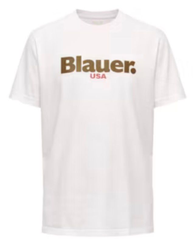 T-SHIRT BLAUER CON SCRITTA CENTRALE E USA