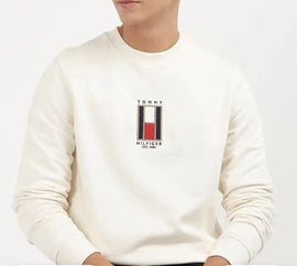 FELPA TOMMY HILFIGER CON BANDIERA CENTRALE CUCITA