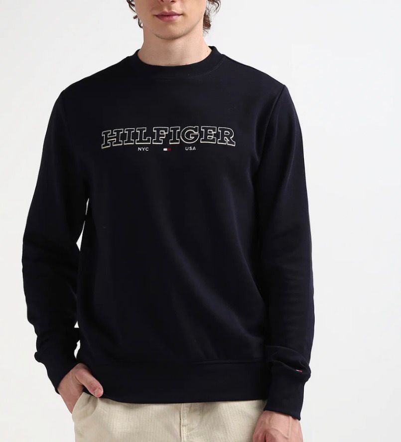 FELPA TOMMY HILFIGER CON SCRITTA CENTRALE CUCITA