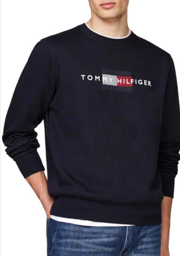 FELPA TOMMY HILFIGER CON SCRITTA E BANDIERA CENTRALE