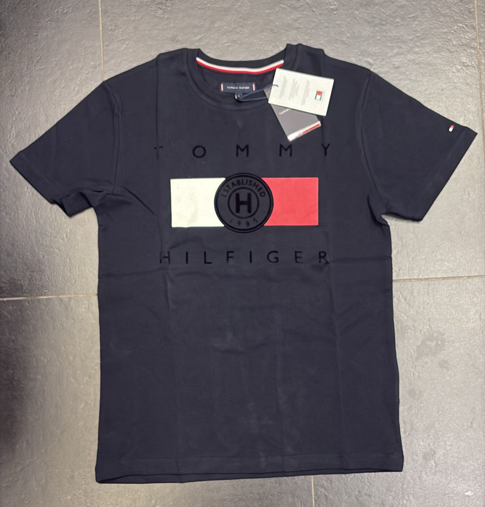 T-SHIRT TOMMY HILFIGER CON LOGO CENTRALE CERCHIO E FASCIA