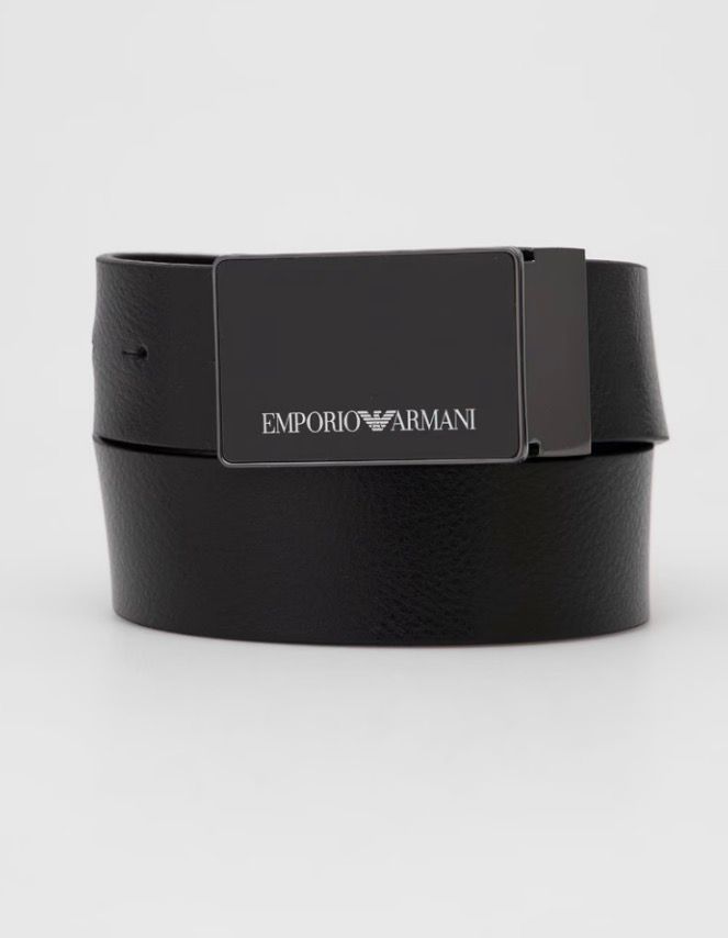 CINTURA EMPORIO ARMANI CON CHIUSURA QUADRATA LUCIDA NERA