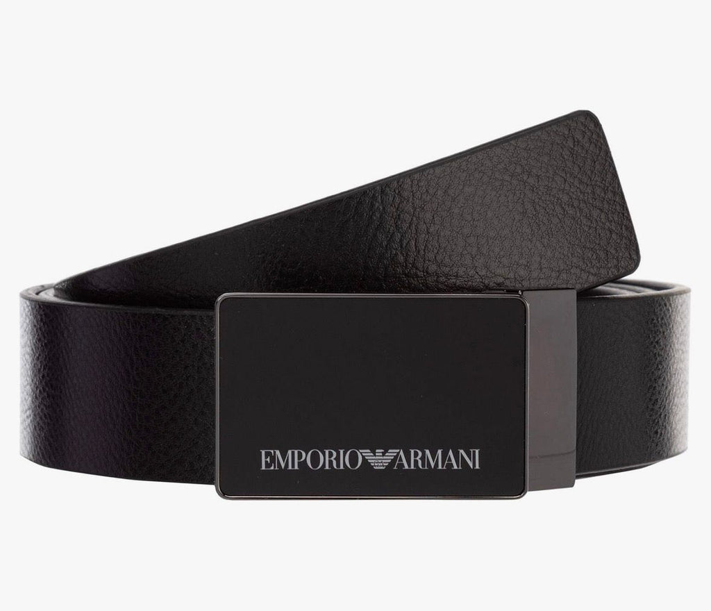 CINTURA EMPORIO ARMANI RUVIDA CON TARGHETTA NERA