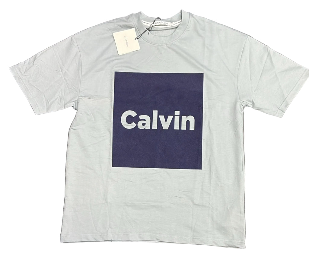 T-SHIRT CALVIN KLEIN CON RIQUADRO CENTRALE E RETRO BLU