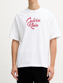 T-SHIRT CALVIN KLEIN CON SCRITTA ROSSA CENTRALE
