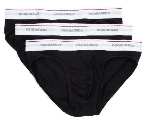 SLIP DSQUARED UOMO COTONE CON MOLLA E SCRITTA PICCOLA  BRIF TRIPACK