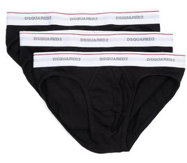 SLIP DSQUARED UOMO COTONE CON MOLLA E SCRITTA PICCOLA  BRIF TRIPACK