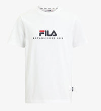 Carica l'immagine nel visualizzatore di Gallery, T-SHIRT FILA SCRIITA CENTRALE STAMPATA E VERTICALE GAMBA