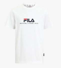 T-SHIRT FILA SCRIITA CENTRALE STAMPATA E VERTICALE GAMBA