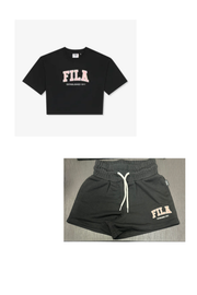 COMPLETO FILA CON SCRITTA CENTRALE STAMPATA , T-SHIRT CROP TOP