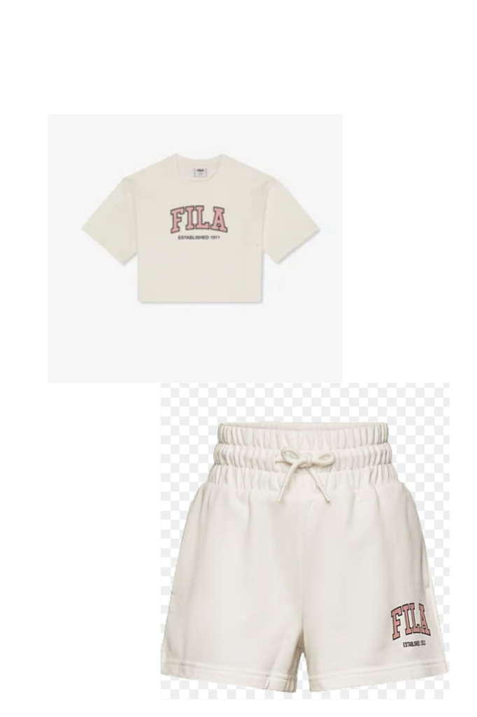 COMPLETO FILA CON SCRITTA CENTRALE STAMPATA , T-SHIRT CROP TOP