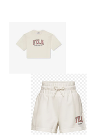 COMPLETO FILA CON SCRITTA CENTRALE STAMPATA , T-SHIRT CROP TOP