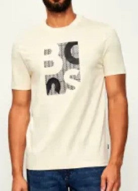 T-SHIRT BOSS CON SCRITTA CENTRALE GRANDE E DECORO