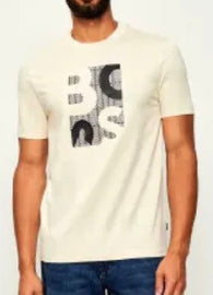 T-SHIRT BOSS CON SCRITTA CENTRALE GRANDE E DECORO