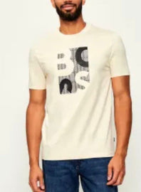 T-SHIRT BOSS CON SCRITTA CENTRALE GOMMA RIGATA