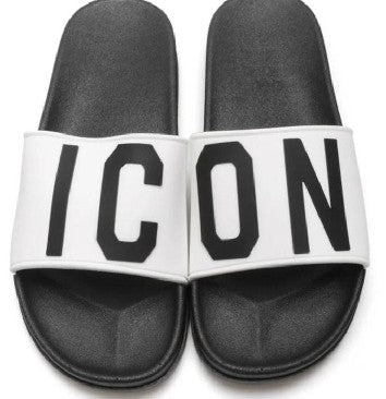 CIABATTE ICON CON FASCIA E INIZIALI NERO