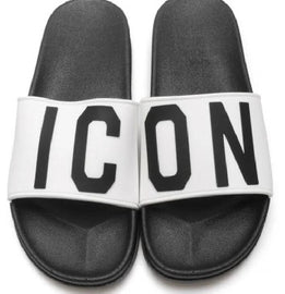 CIABATTE ICON CON FASCIA E INIZIALI NERO