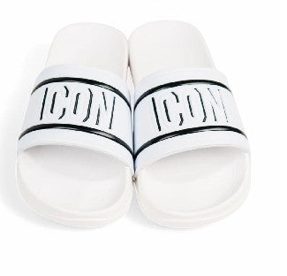 CIABATTE ICON CON FASCIA E SCRITTA DOPPIA BLACK/WHITE