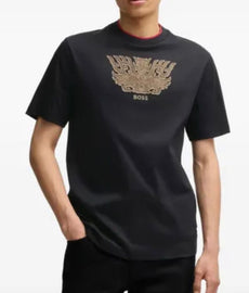 T-SHIRT BOSS CON STEMMA CENTRALE CUCITO