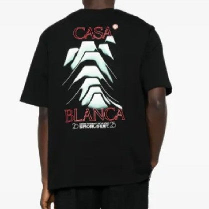 T-SHIRT CASABLANCA UNISEX  COTONE CON MONTAGNE VERDI LATO CUORE E RETRO GRANDE