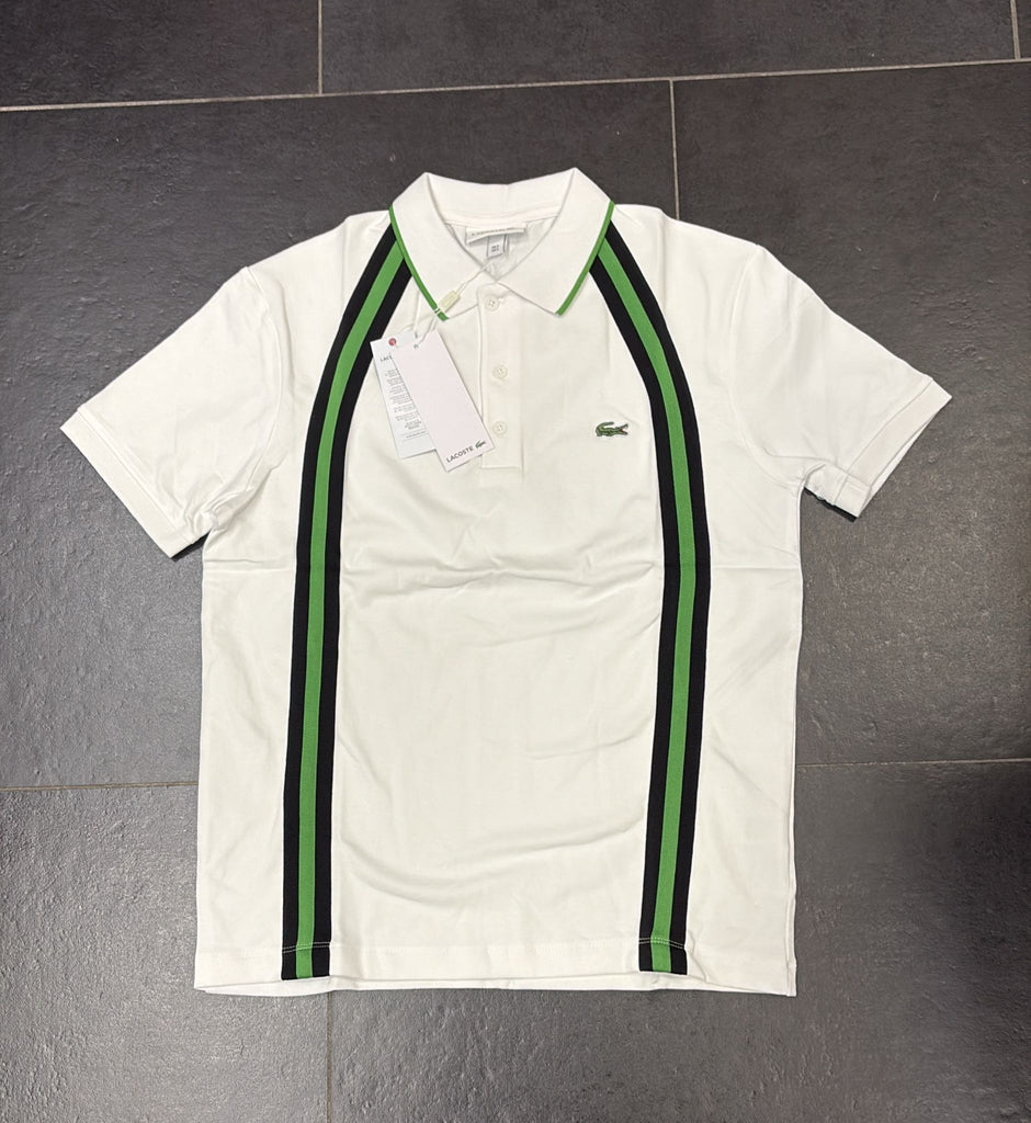POLO LACOSTE CON BANDE LATERALI VERDE-NERE